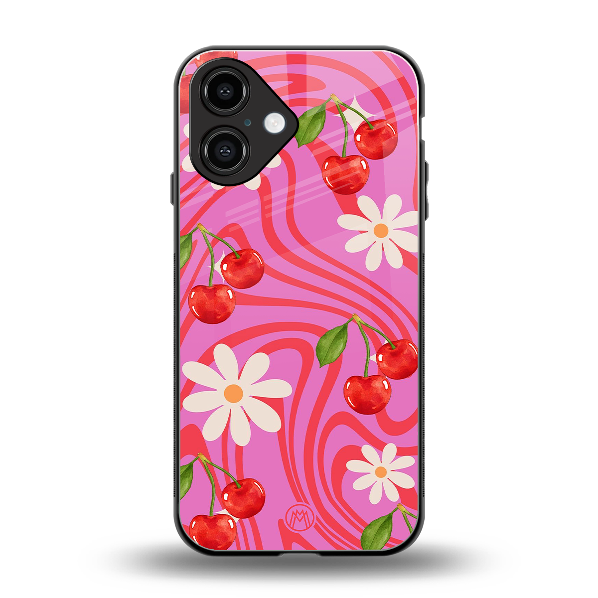 cherry swirl back phone cover | glass case for iphone 16