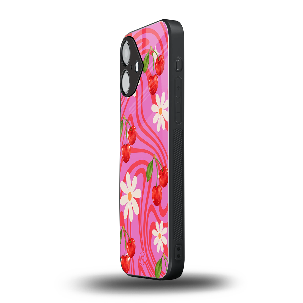 cherry swirl back phone cover | glass case for iphone 16