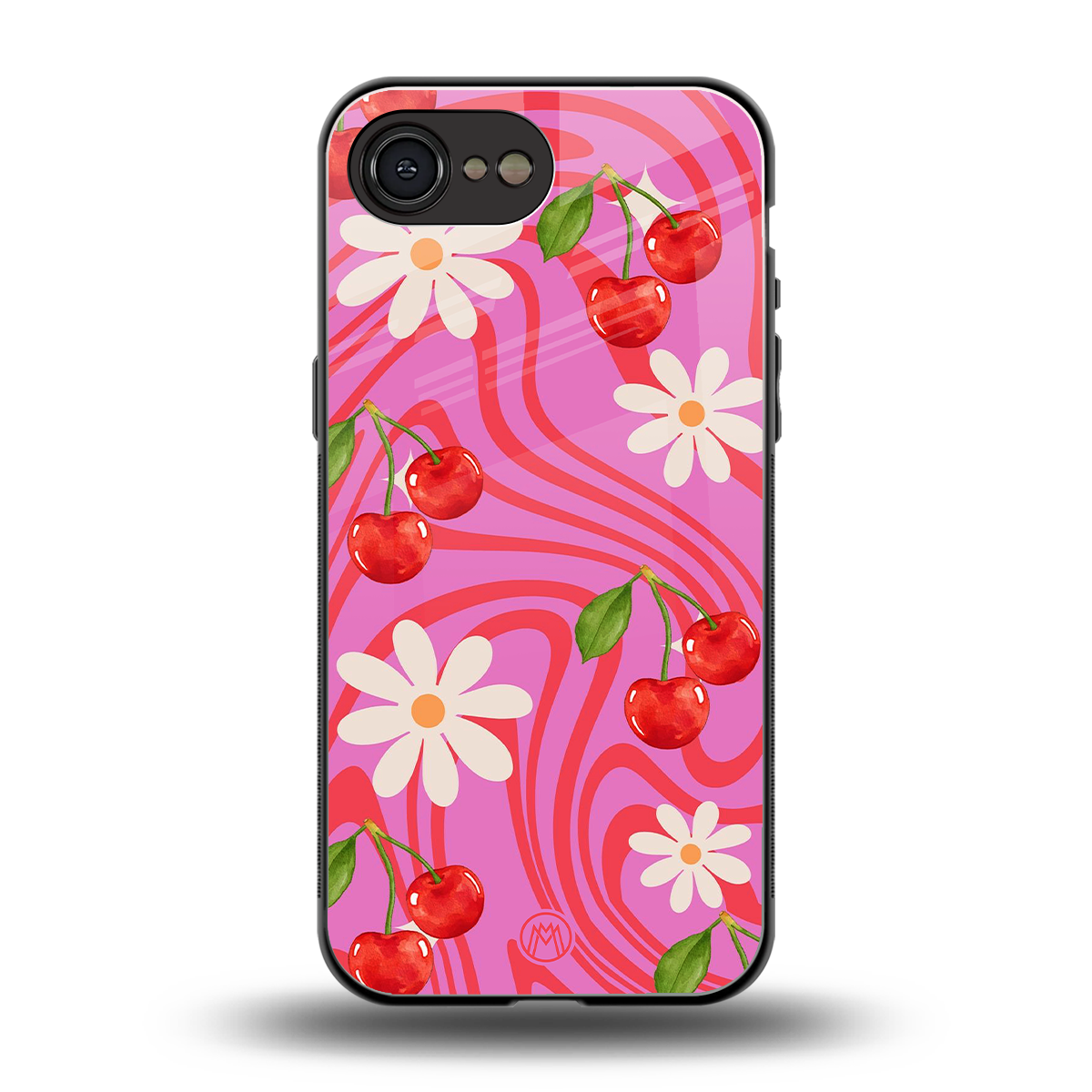 cherry swirl back phone cover | glass case for iphone 16e