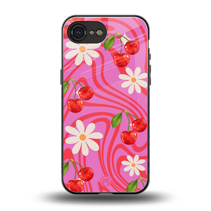 cherry swirl back phone cover | glass case for iphone 16e