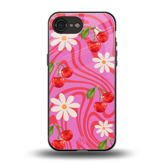 cherry swirl back phone cover | glass case for iphone 16e