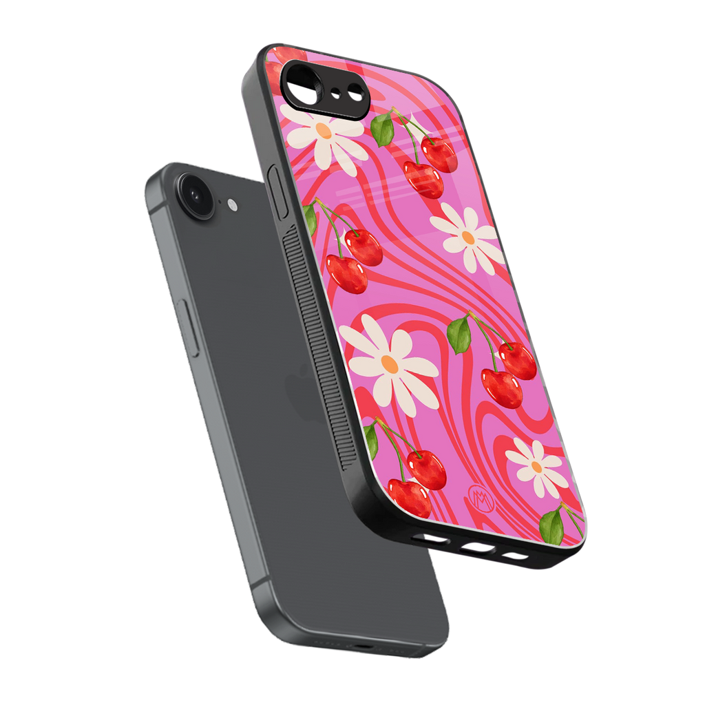 cherry swirl back phone cover | glass case for iphone 16e