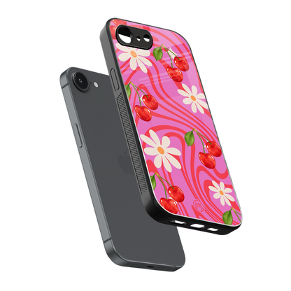 cherry swirl back phone cover | glass case for iphone 16e