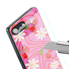 cherry swirl back phone cover | glass case for iphone 16e