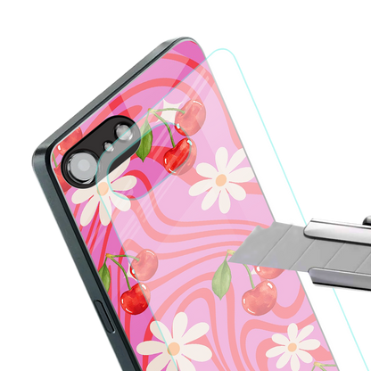 cherry swirl back phone cover | glass case for iphone 16e