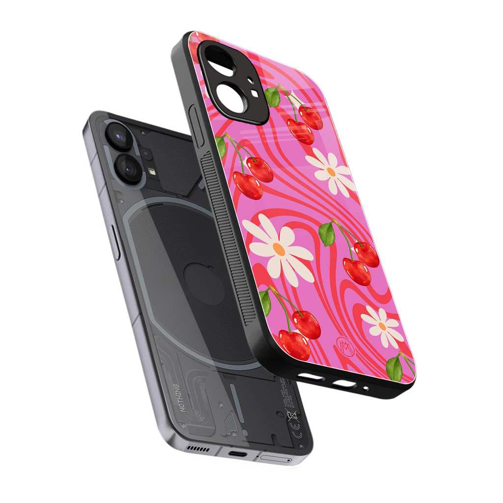 cherry swirl back phone cover | glass case for nothing phone 1