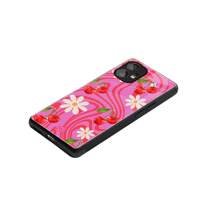 cherry swirl back phone cover | glass case for nothing phone 1