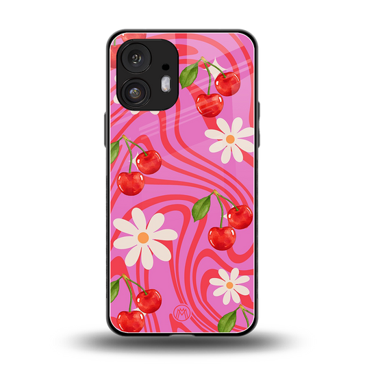 cherry swirl back phone cover | glass case for nothing phone 2