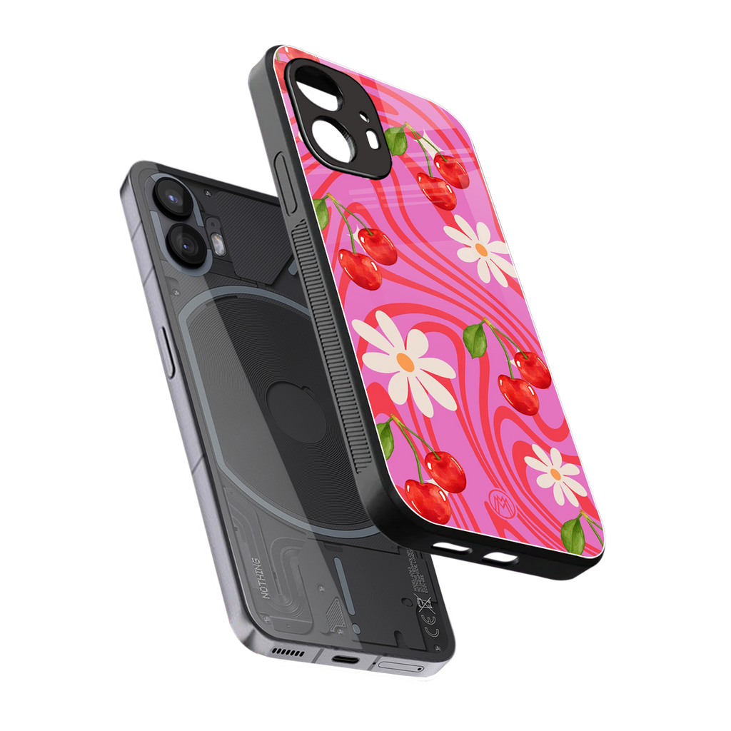 cherry swirl back phone cover | glass case for nothing phone 2