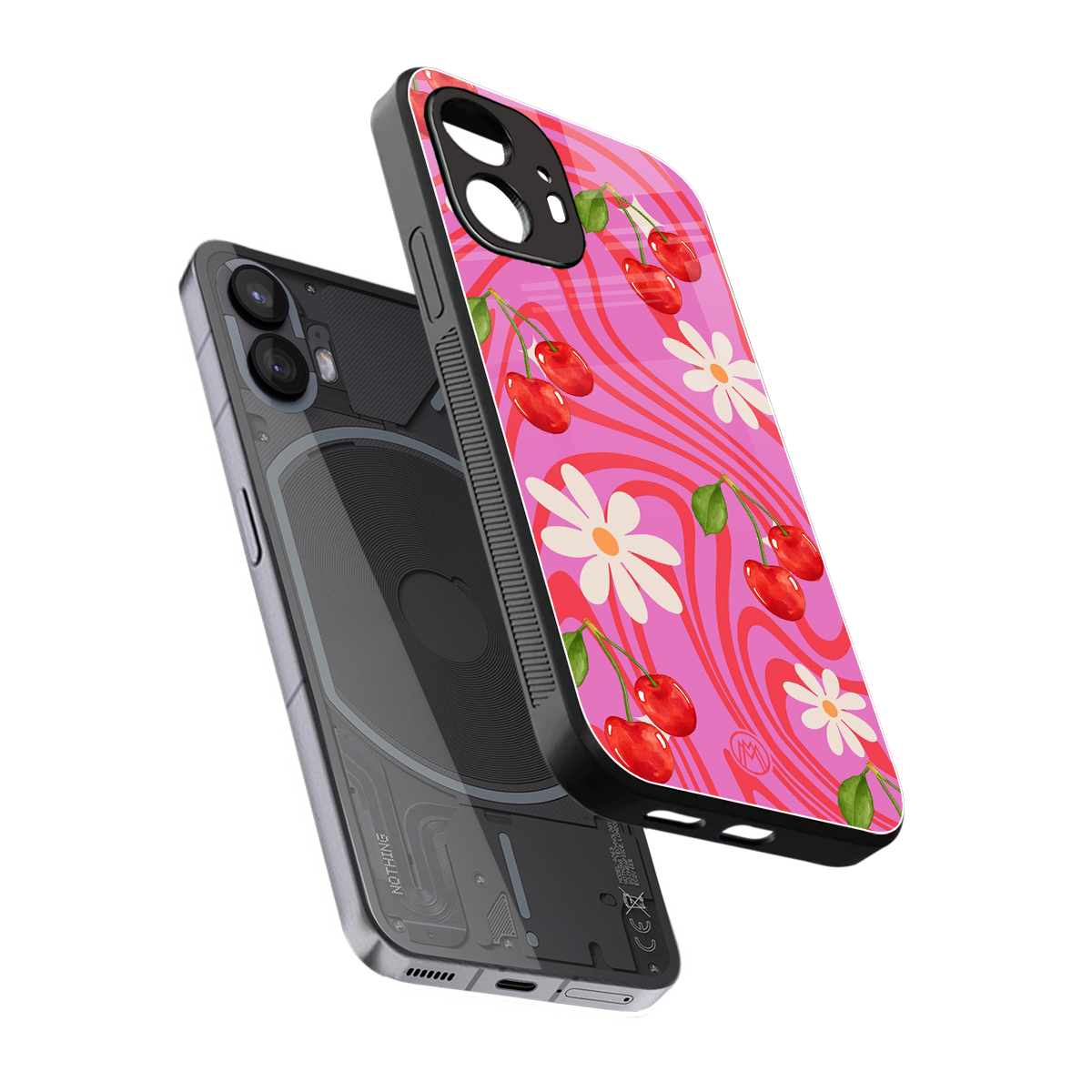 cherry swirl back phone cover | glass case for nothing phone 2