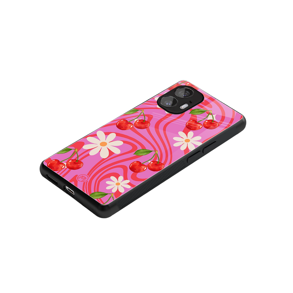 cherry swirl back phone cover | glass case for nothing phone 2