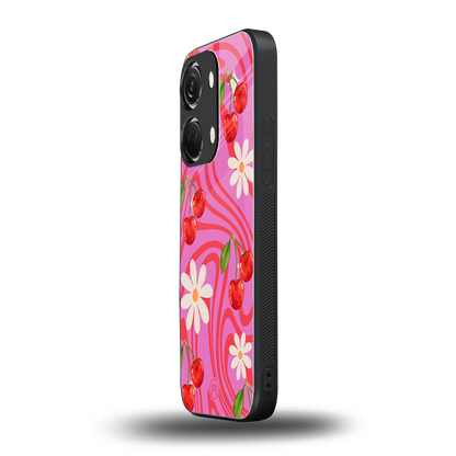 cherry swirl back phone cover | glass case for oneplus nord 3