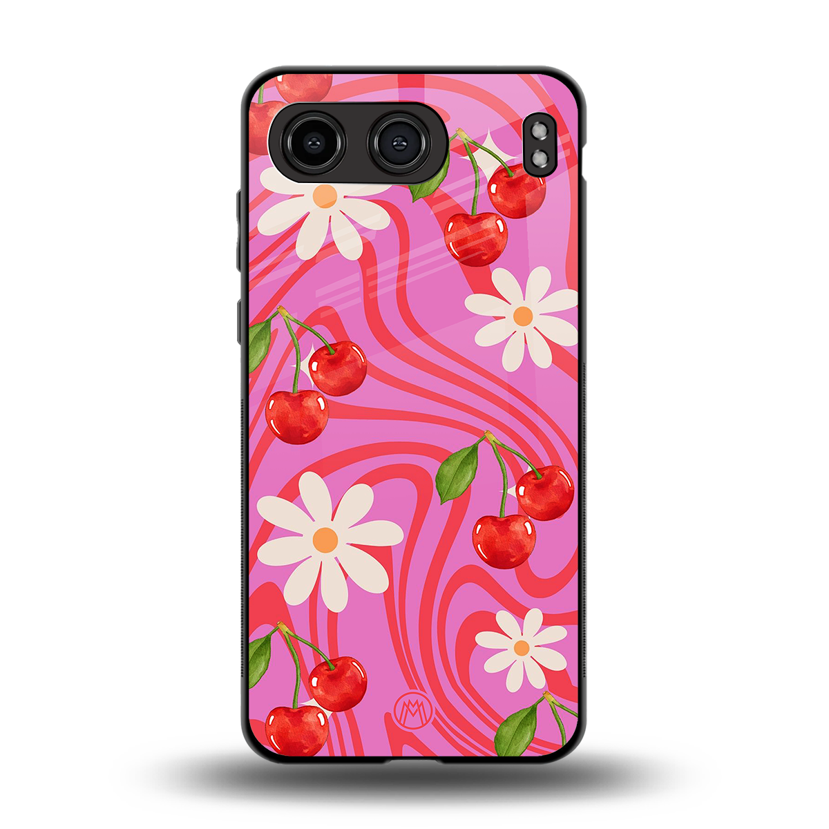 cherry swirl back phone cover | glass case for oneplus nord 4