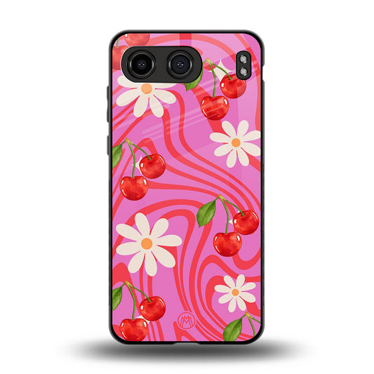cherry swirl back phone cover | glass case for oneplus nord 4