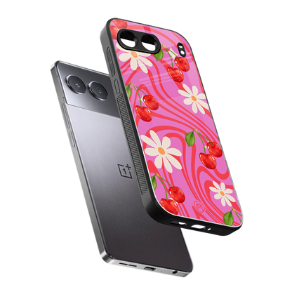 cherry swirl back phone cover | glass case for oneplus nord 4