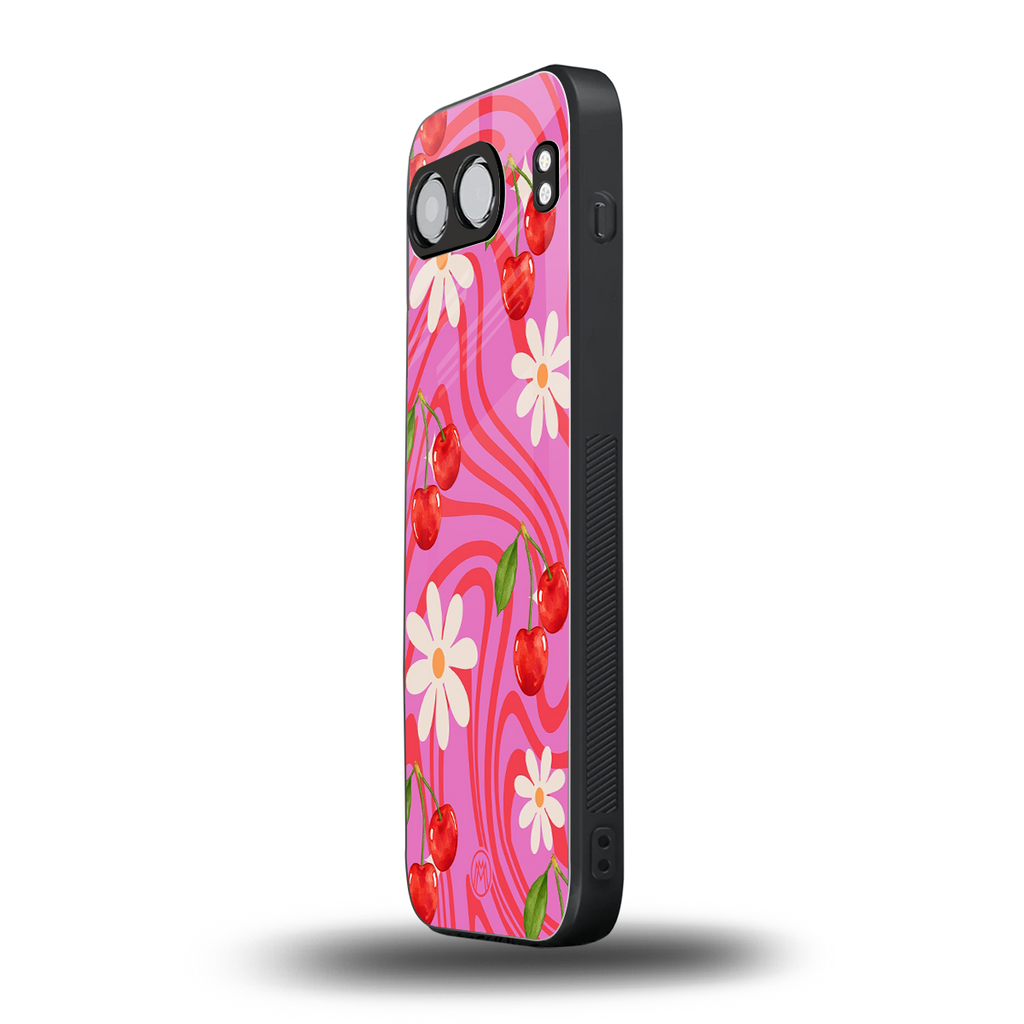 cherry swirl back phone cover | glass case for oneplus nord 4