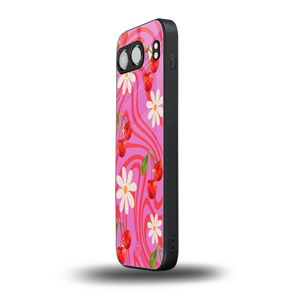 cherry swirl back phone cover | glass case for oneplus nord 4