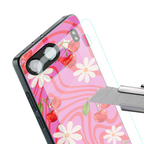 cherry swirl back phone cover | glass case for oneplus nord 4