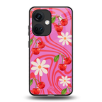 cherry swirl back phone cover | glass case for oneplus nord ce 3