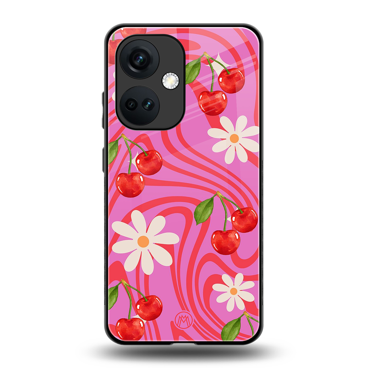 cherry swirl back phone cover | glass case for oneplus nord ce 3