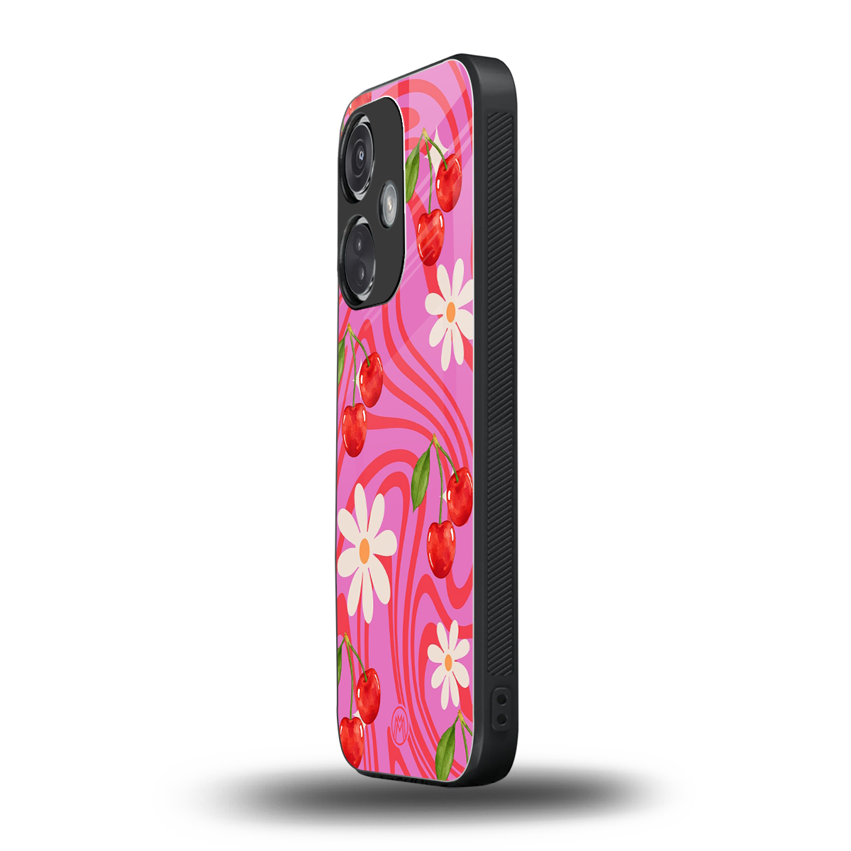cherry swirl back phone cover | glass case for oneplus nord ce 3