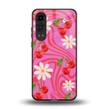 cherry swirl back phone cover | glass case for oneplus nord ce 4 lite