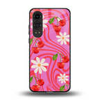 cherry swirl back phone cover | glass case for oneplus nord ce 4 lite