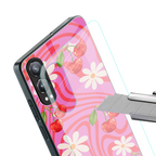 cherry swirl back phone cover | glass case for oneplus nord ce 4 lite