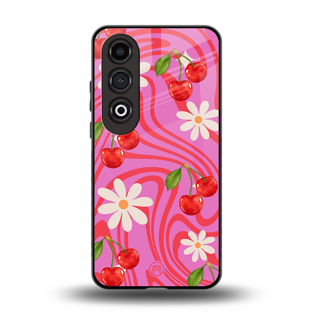 cherry swirl back phone cover | glass case for oneplus nord ce 4