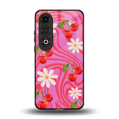 cherry swirl back phone cover | glass case for oneplus nord ce 4