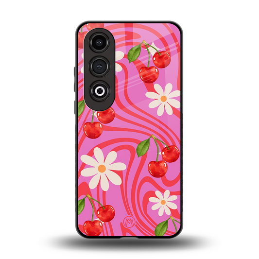 cherry swirl back phone cover | glass case for oneplus nord ce 4