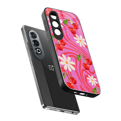cherry swirl back phone cover | glass case for oneplus nord ce 4