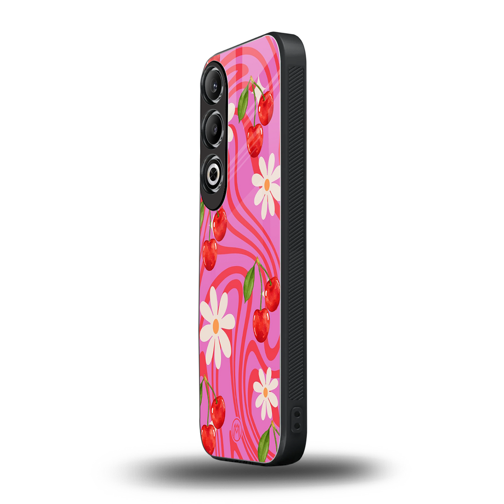 cherry swirl back phone cover | glass case for oneplus nord ce 4