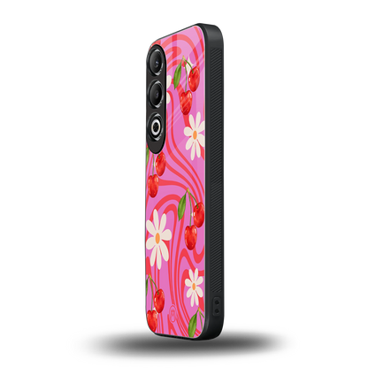 cherry swirl back phone cover | glass case for oneplus nord ce 4