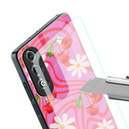 cherry swirl back phone cover | glass case for oneplus nord ce 4