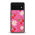 cherry swirl back phone cover | glass case for google pixel 6 pro