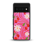 cherry swirl back phone cover | glass case for google pixel 6 pro