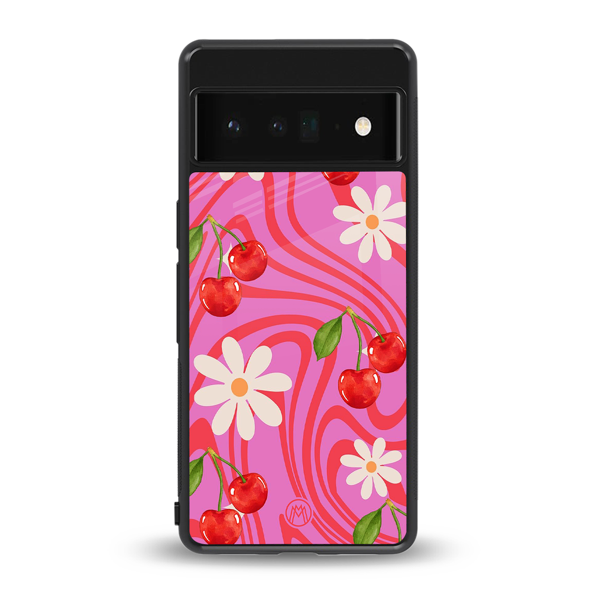 cherry swirl back phone cover | glass case for google pixel 6 pro