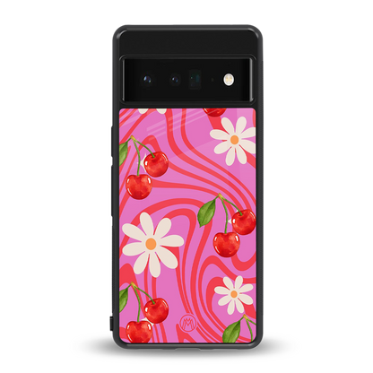 cherry swirl back phone cover | glass case for google pixel 6 pro