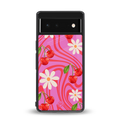 cherry swirl back phone cover | glass case for google pixel 6