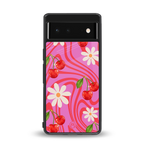 cherry swirl back phone cover | glass case for google pixel 6