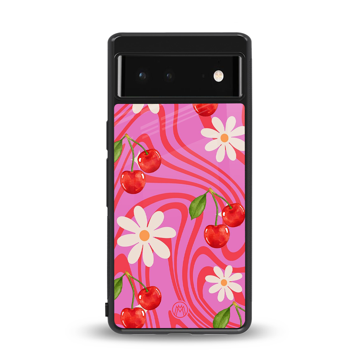 cherry swirl back phone cover | glass case for google pixel 6
