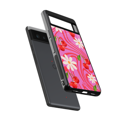 cherry swirl back phone cover | glass case for Google Pixel 6A