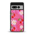 cherry swirl back phone cover | glass case for google pixel 7 pro