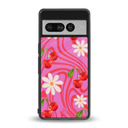 cherry swirl back phone cover | glass case for google pixel 7 pro