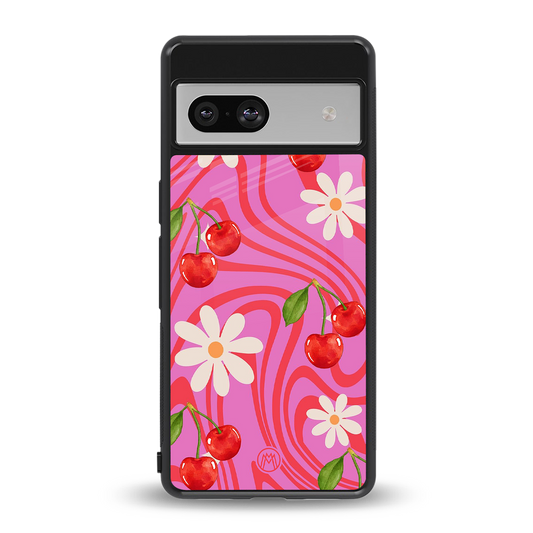 cherry swirl back phone cover | glass case for Google Pixel 7