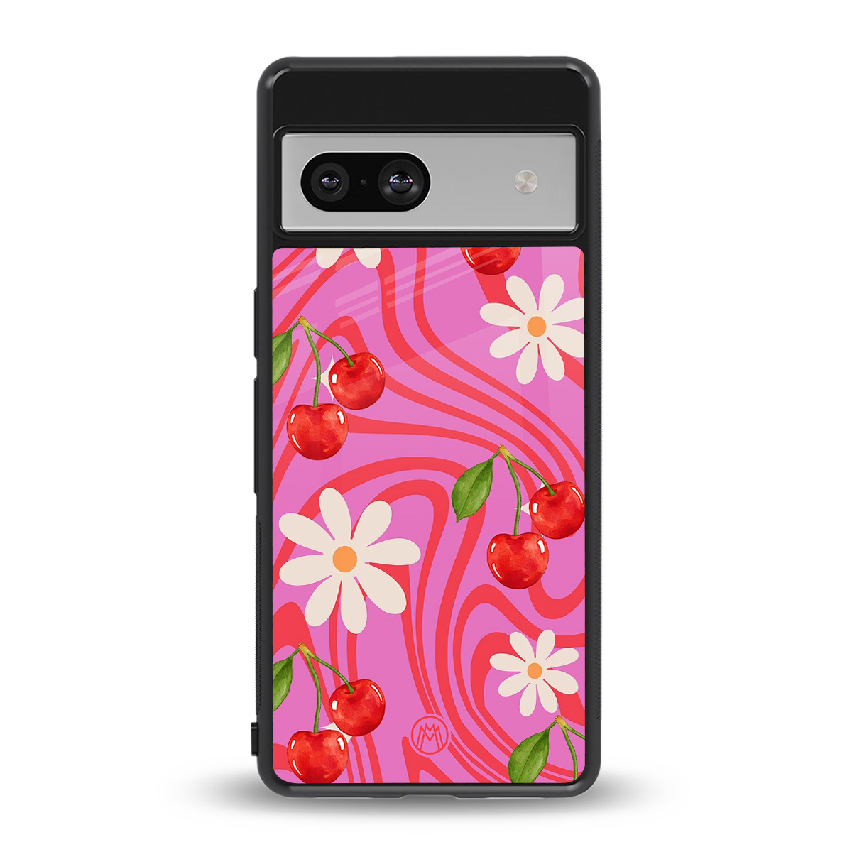 cherry swirl back phone cover | glass case for Google Pixel 7A
