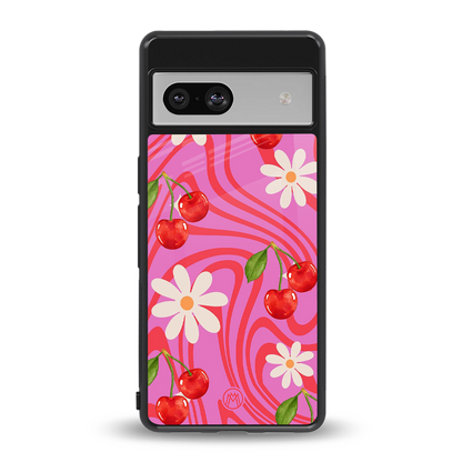 cherry swirl back phone cover | glass case for Google Pixel 7A