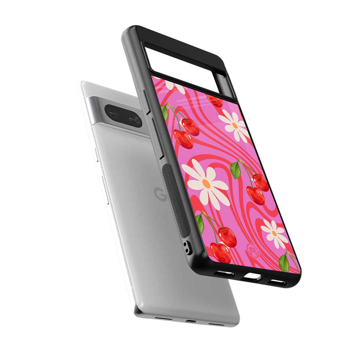 cherry swirl back phone cover | glass case for Google Pixel 7
