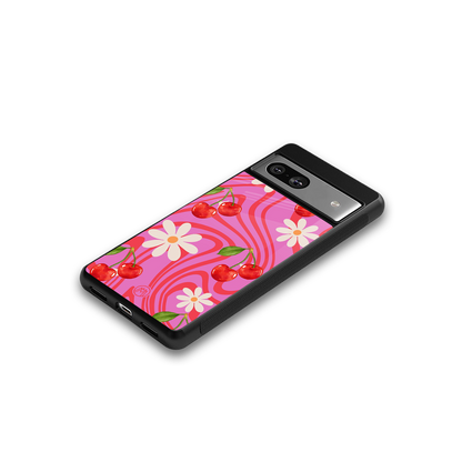 cherry swirl back phone cover | glass case for Google Pixel 7A
